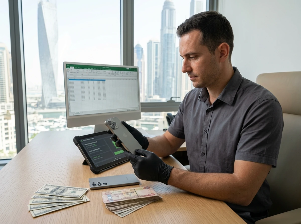 Professional smartphone valuation in Dubai offering 20-25% higher cash payouts for Apple iPhone and Samsung Galaxy phones